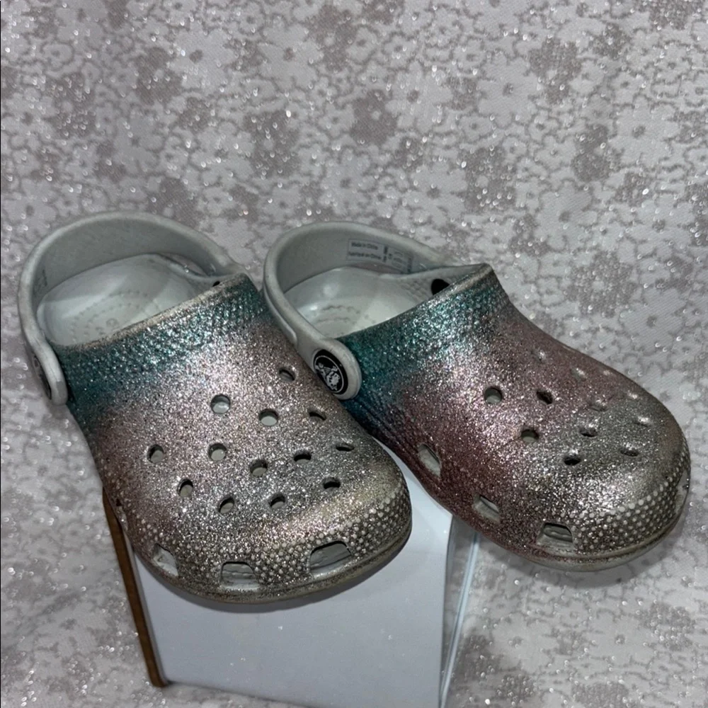 CROCS Silver and Brown Sandals with Metallic‎ Finish